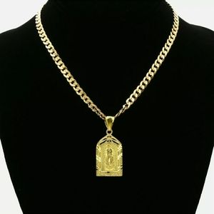 14K Gold plated Virgin Mary Pendant and 24" chain